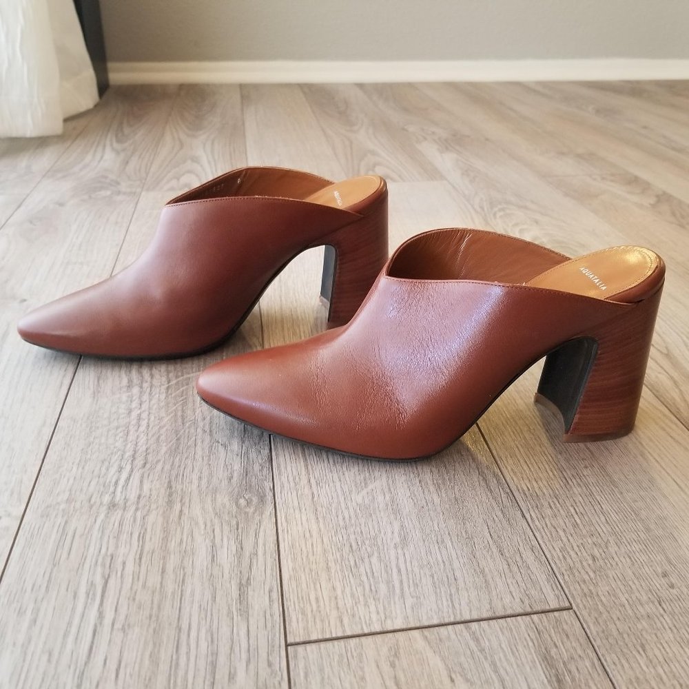 Aquatalia- Natalya- Cognac Leather High Heel Mule